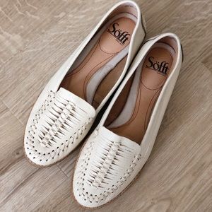 SOFFT Ivory Leather Weave Loafers